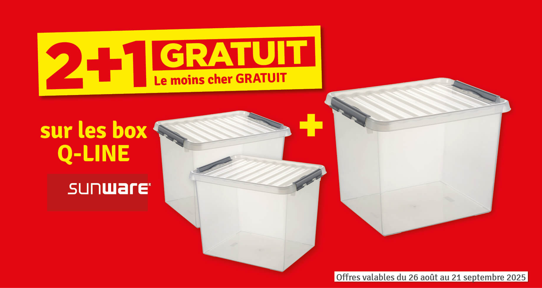 2 + 1 gratuit sur les box Q-Line SUNWARE